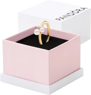 PANDORA Duo Treated Freshwater Cultured Pearls Ring - Ring for Women - Gift for Her - Cubic Zirconia & Freshwater Pearl - With Gift Box