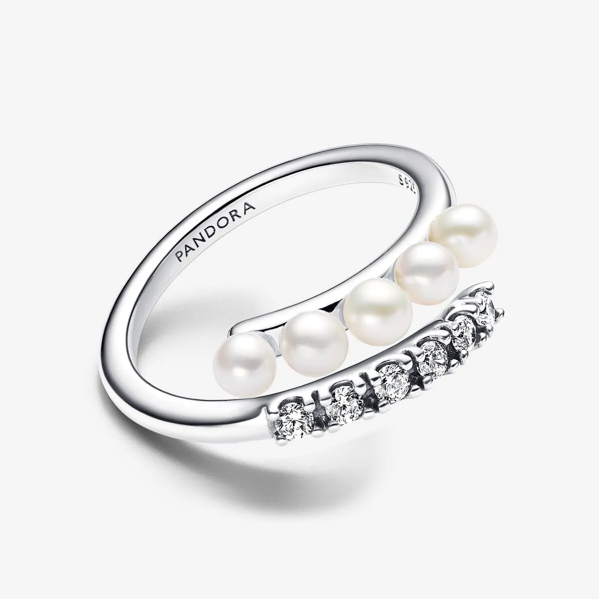 PANDORA Treated Freshwater Cultured Pearls & Stones Open Ring - Ring for Women - Gift for Her Shine with Cubic Zirconia & Freshwater Pearl - With Gift Box