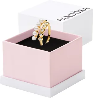PANDORA Treated Freshwater Cultured Pearls & Stones Open Ring - Ring for Women - Gift for Her Shine with Cubic Zirconia & Freshwater Pearl - With Gift Box