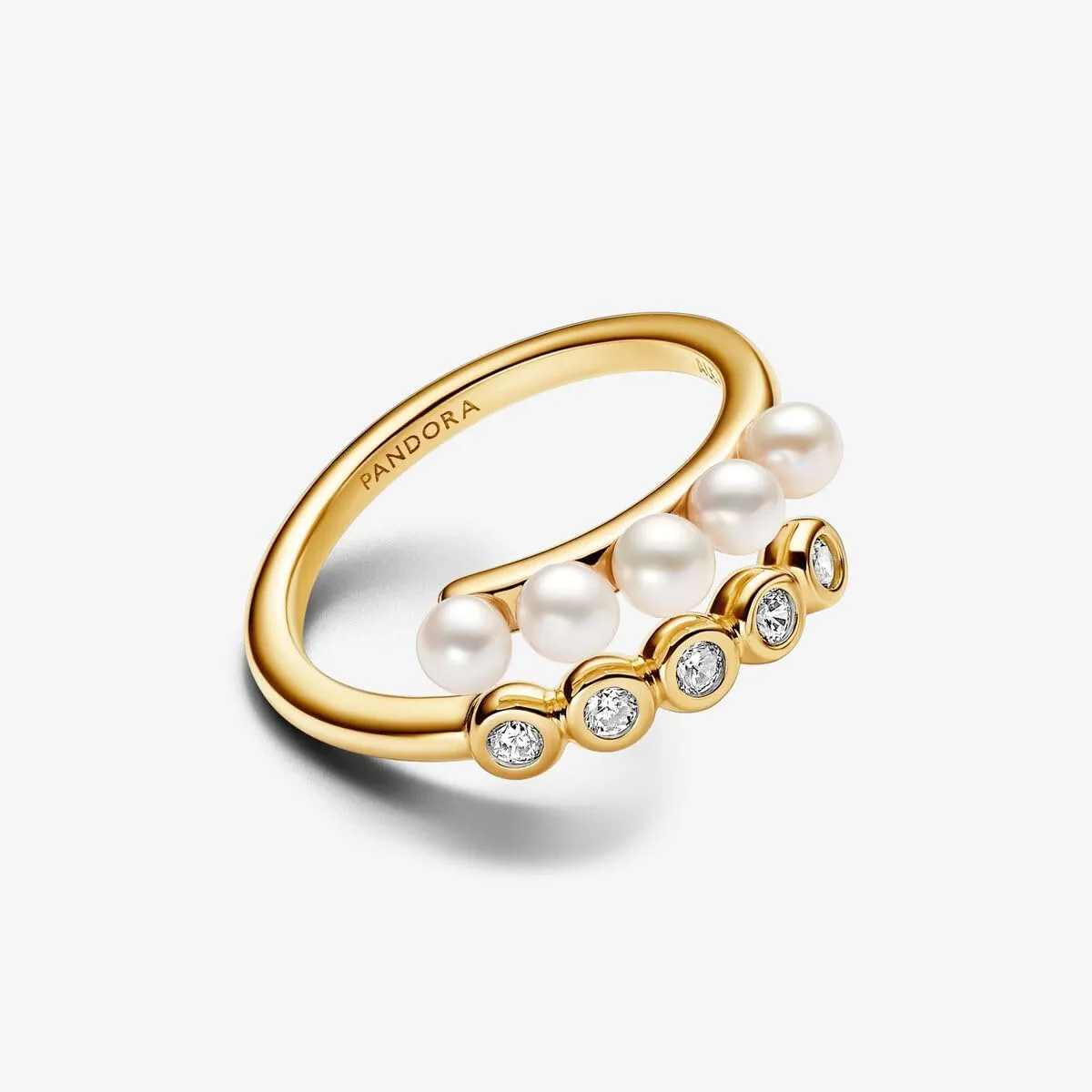 PANDORA Treated Freshwater Cultured Pearls & Stones Open Ring - Ring for Women - Gift for Her Shine with Cubic Zirconia & Freshwater Pearl - With Gift Box