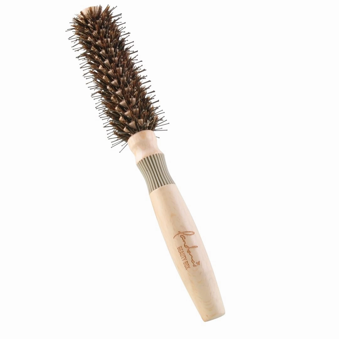 Pandora's Beauty Box The 101 GoShiny Hairbrush - FSC Wooden Handle/Boar Bristle Brush/Heat Resistant/Styling/Blowout/Round Brush (Small, 45mm)