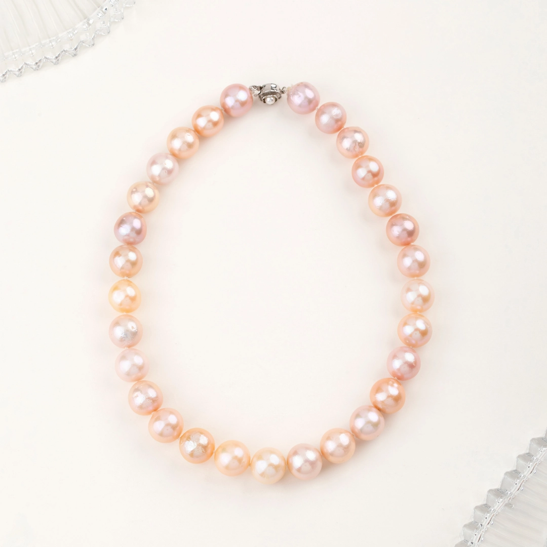 Peach Bridal Roseate Freshwater Pearl Necklace