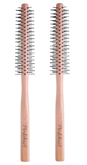 PERFEHAIR Small Round Hair Brush-2-Pack, 1 Inch Mini Barrel Roller Styling Hairbrush for Short, Thin Hair & Beard Blow Drying, Both for Men & Women
