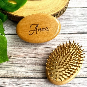 Personalized Wooden Travel Hairbrush Hand Sized Hair Brush