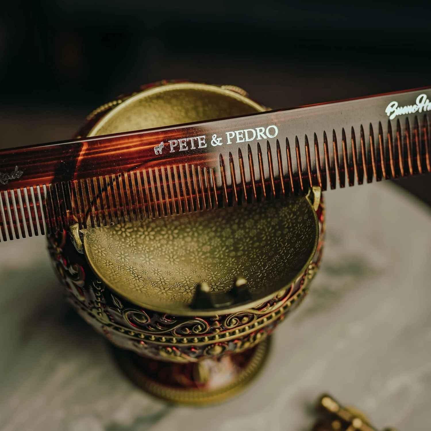 Pete & Pedro Premium Cushion Men’s Styling Hairbrush & Classic Comb Set | 9-Row 8” Brush & 7” Retro Hair Comb | Great for Detangling Curly, Straight, Thin & Thick Hair Styles | As Seen On Shark Tank