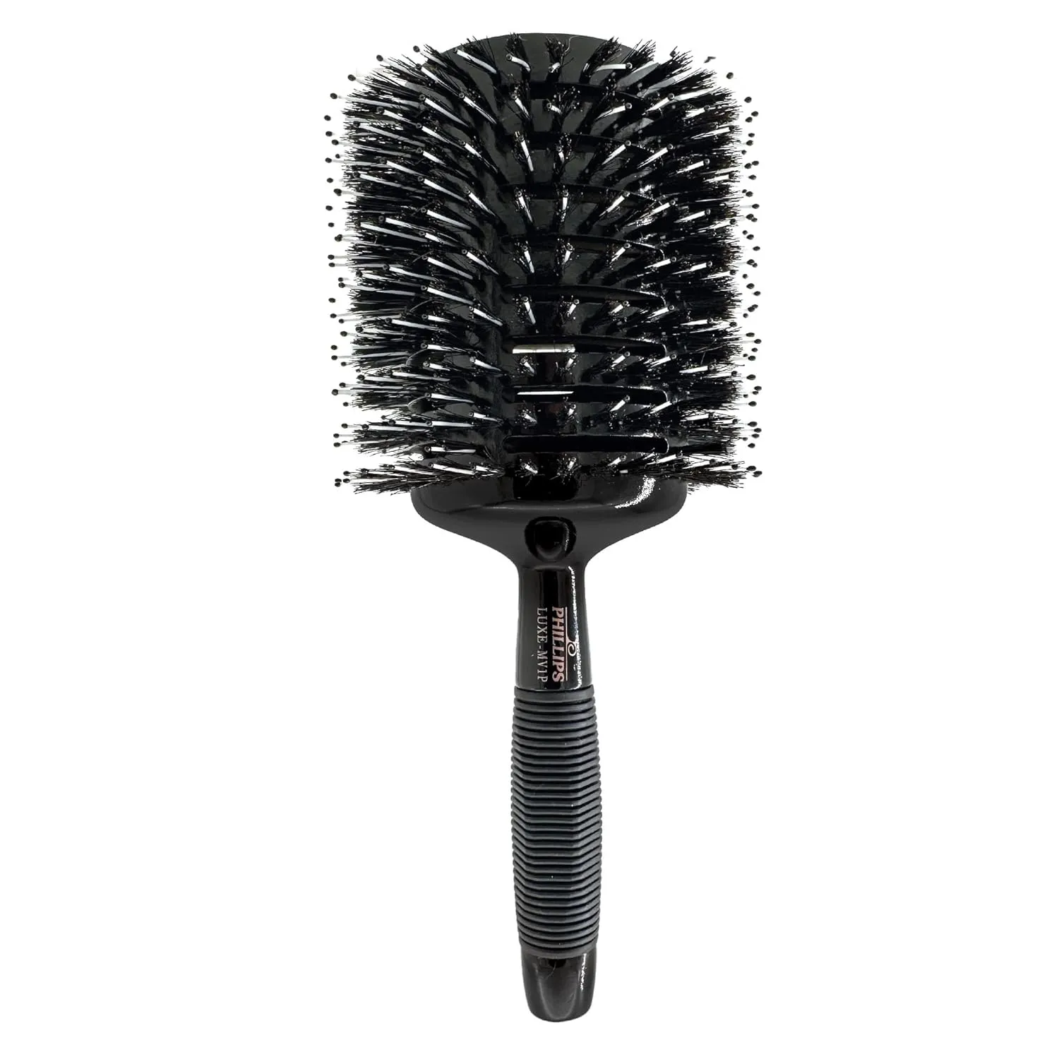 Phillips Brush Luxe Monster Vent 1 Poly-Tipped Professional Hair Brush (4.5” Diameter Barrel) – Black & Rose Gold Vented Hairbrush, Mixed Boar Hair & Poly-Tipped Nylon Bristles