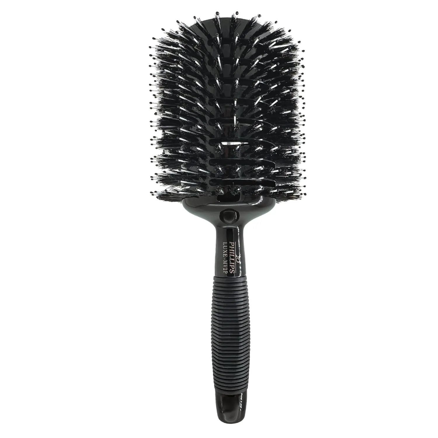 Phillips Brush Luxe Monster Vent 2 Poly-Tipped Professional Hair Brush (4” Diameter Barrel) – Black & Rose Gold Vented Hairbrush, Mixed Boar Hair & Poly-Tipped Nylon Bristles