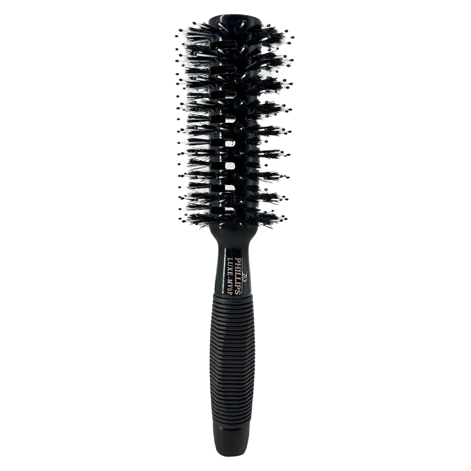 Phillips Brush Luxe Monster Vent 5 Poly-Tipped Professional Hair Brush (2.5” Diameter Barrel) – Black & Rose Gold Vented Hairbrush, Mixed Boar Hair & Poly-Tipped Nylon Bristles