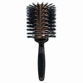 Phillips Brush Luxe Tourmaline Monster Vent 3 Professional Hair Brush (4” Diameter Barrel) - Vented Hairbrush Nylon Reinforced Boar Hair Bristles, Sleek Rose Gold & Black Color