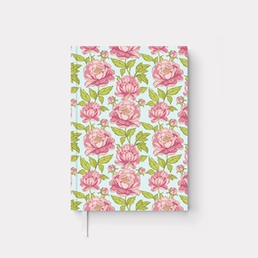 Pink Peonies Personalized Hard Cover Journal - 2 sizes (on blue)