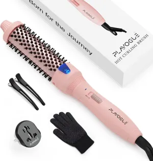 Plavogue Dual Voltage Thermal Curler, 1.5 Inch Round Brush for Curling, Smoothing, Volumizing, Fast Heating for Women All Hair Types with Travel Adapter, Gloves & Clips