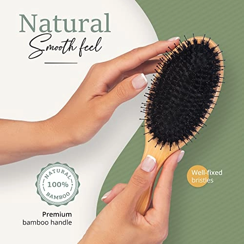 Premium Boar Bristle Hairbrush for Thick Hair for Women with Thick, Long, Curly Hair