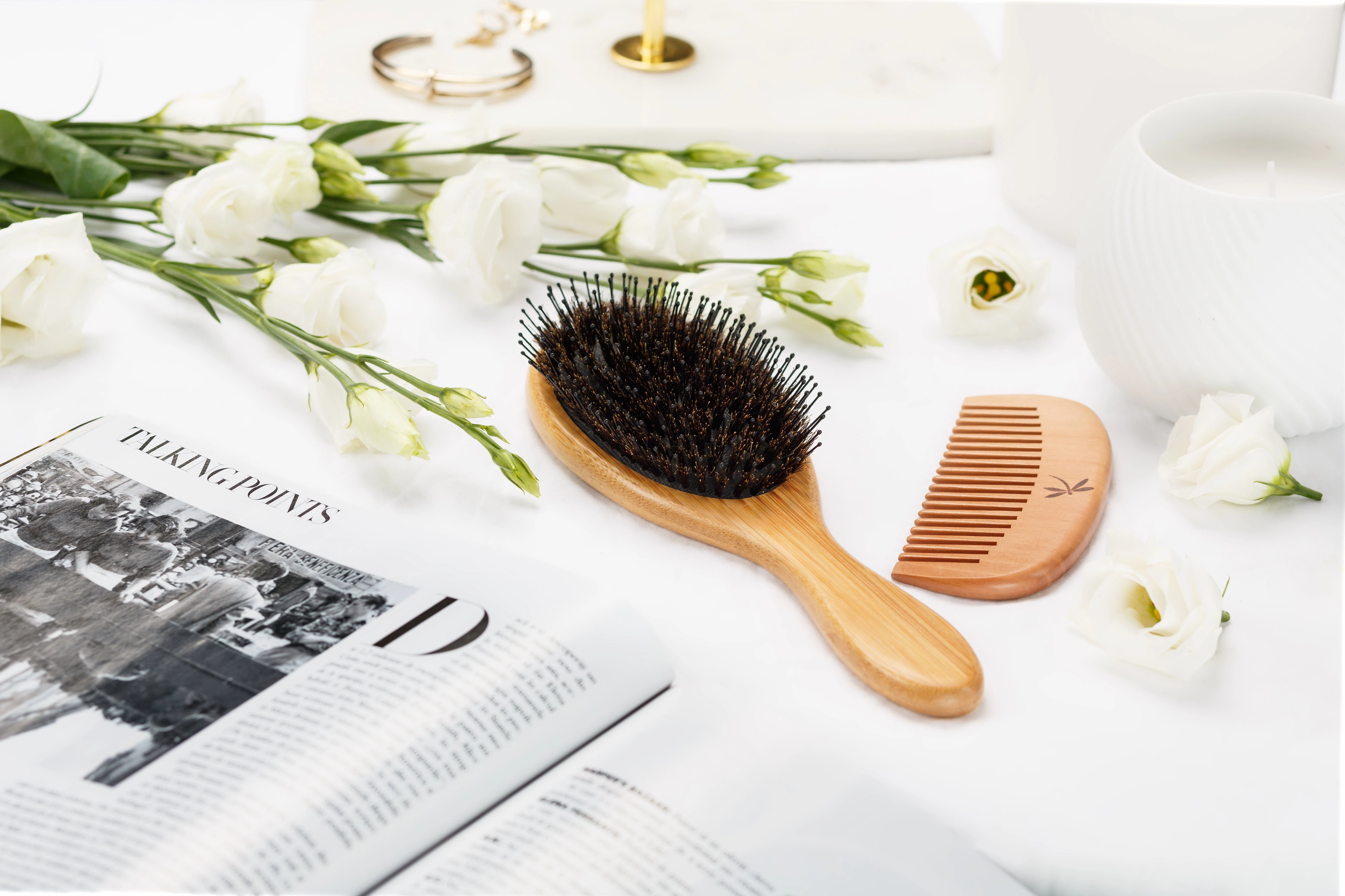 Premium Boar Bristle Hairbrush for Thick Hair for Women with Thick, Long, Curly Hair