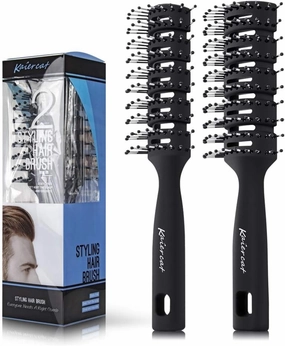 Professional Men's Hair Brushes - Vented Hair Brush Set Great Styling & Blow Drying for Slicked-back for Men & Women (2pcs)