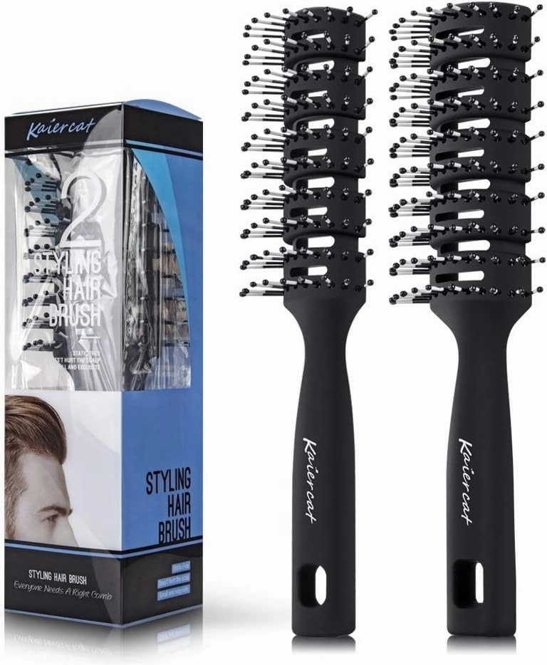 Professional Men's Hair Brushes - Vented Hair Brush Set Great Styling & Blow Drying for Slicked-back for Men & Women (2pcs)