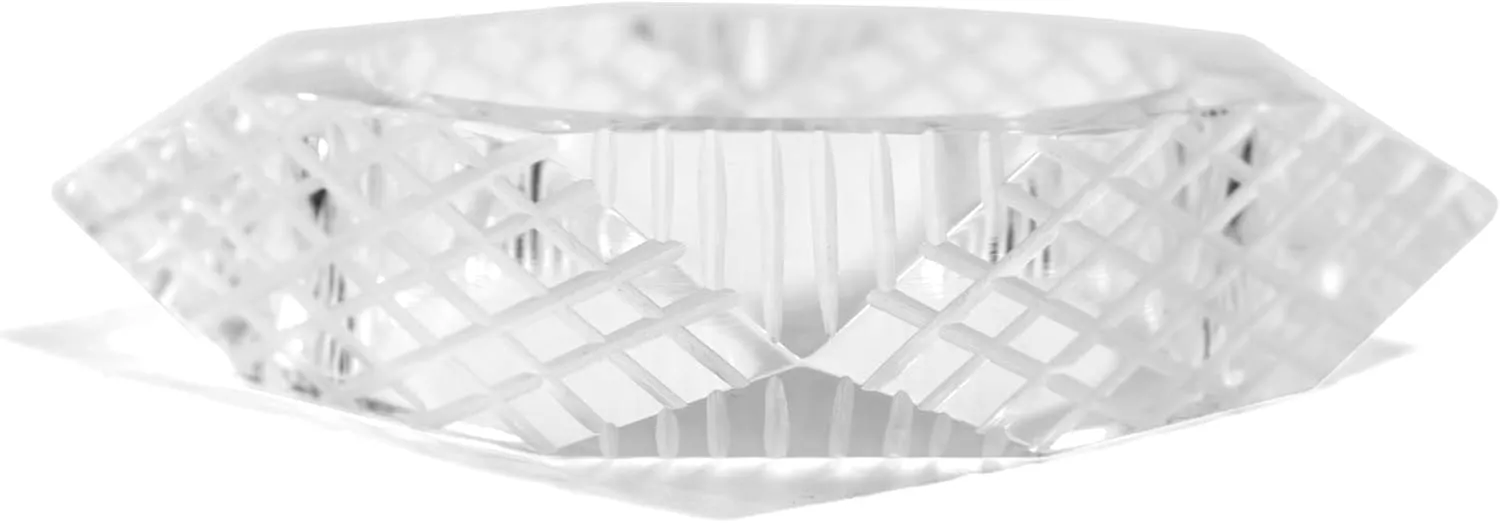 Pure Hands Diaphanous Power Handmade Acrylic Bangle Square Shape Criss-Cross Geometrical Design Crystal Clear Transparency Bold Statement Jewelry for Women Gift for Her