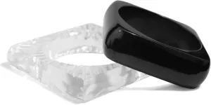 Pure Hands Handmade Bangle Set - Diaphanous Voodoo Studio - Chunky Clear Acrylic Bracelets in Black & White, Elegant Jewelry Gift for Women (2.6 Inches).