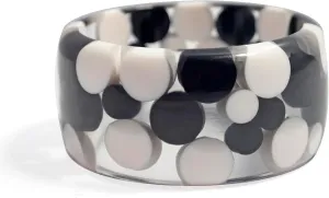 Pure Hands Polka Princess Handcrafted Resin Bangle – Elegant Jet Black & White Polka Dot Design, Clear Lucite, Sleek Bevelled Edges & Satin Finish Studio