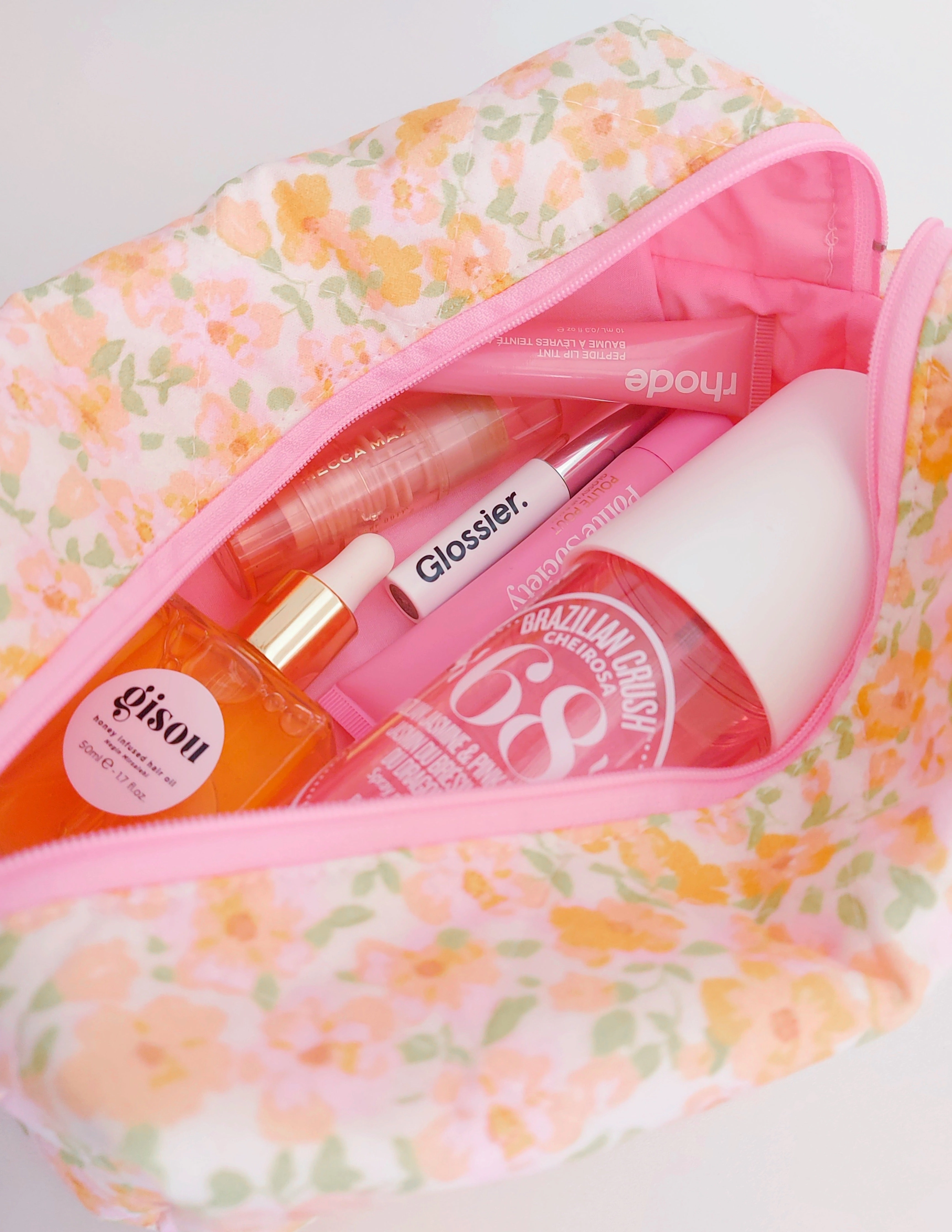 Quilted Makeup Bag- Camellia