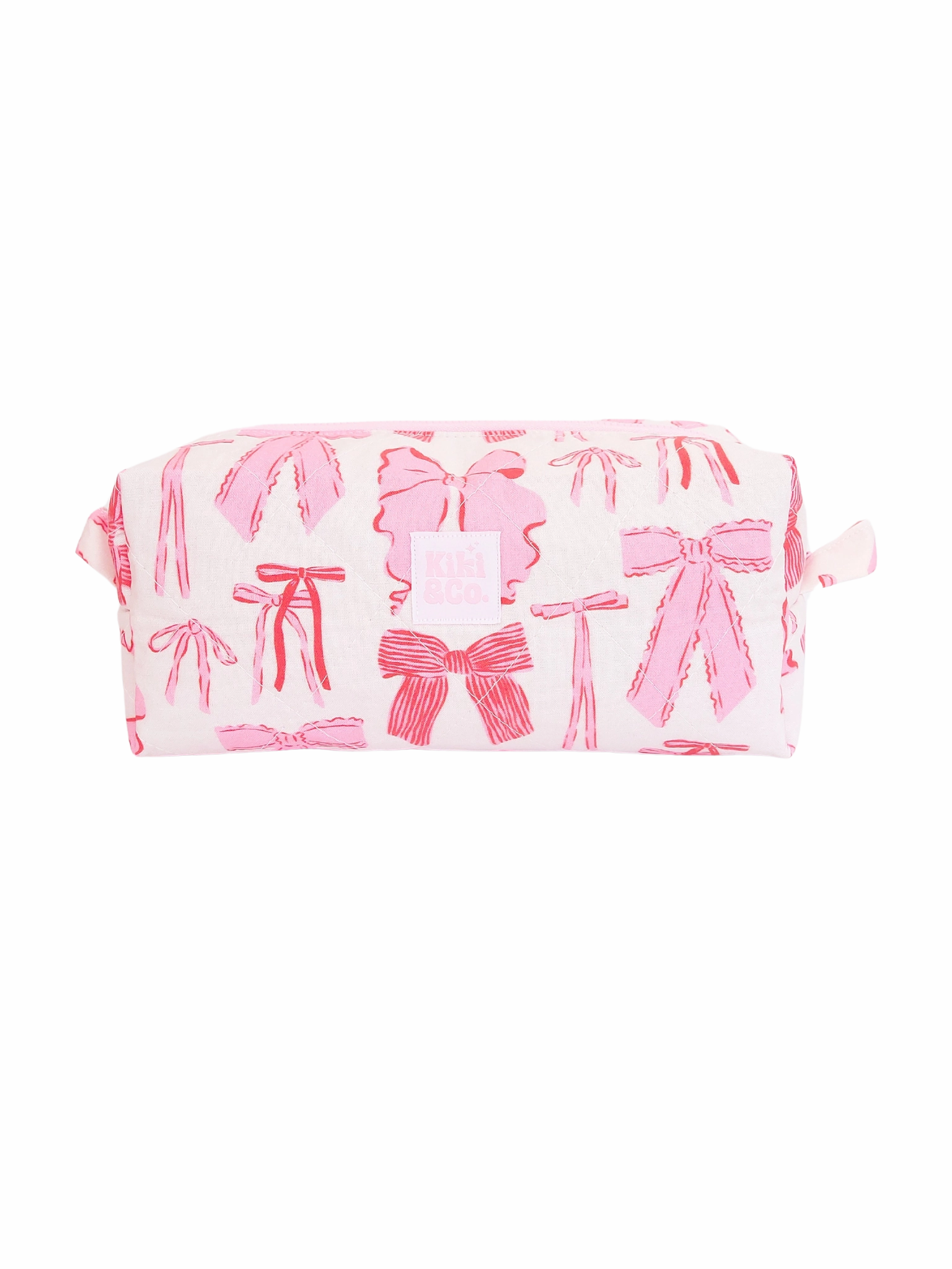 Quilted Makeup Bag- Red/Pink Bows