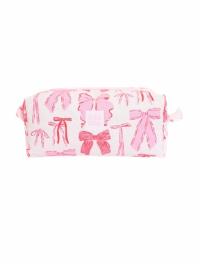 Quilted Makeup Bag- Red/Pink Bows