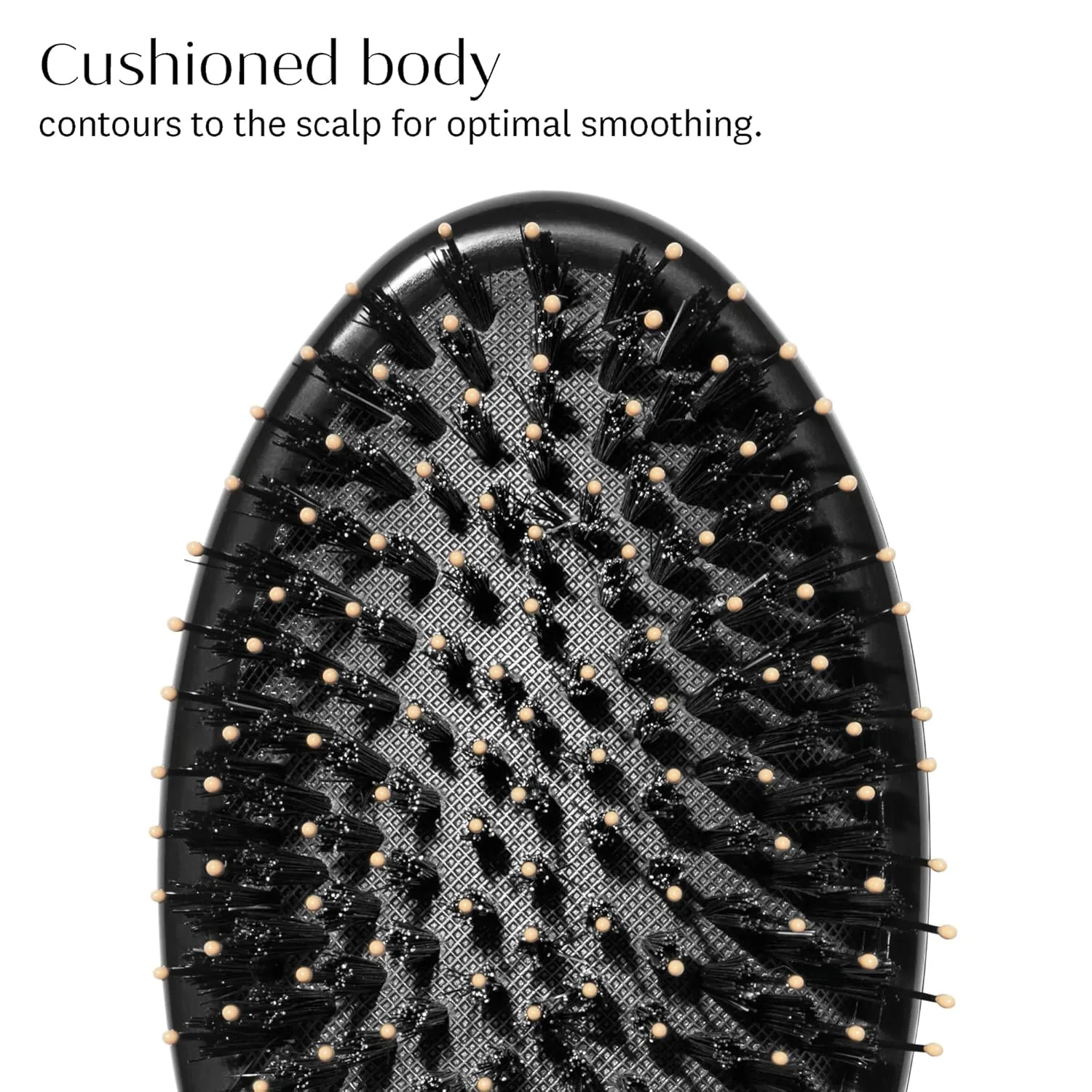 "T3 Polish & Shine Premium Vegan Boar and Nylon Oval Hairbrush with Dual Bristle Design for Smoothing and Detangling"
