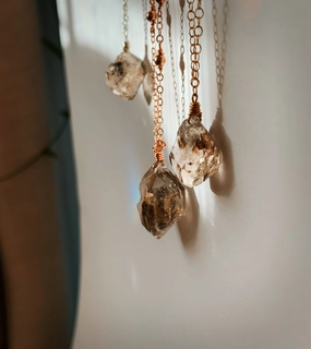 raw smoky diamond quartz necklace