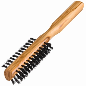 REDECKER Wild Boar Bristle Half Round Hairbrush With Waxed Olive Wood Handle, 8-1/2-Inches - Natural Imported Hair Brush