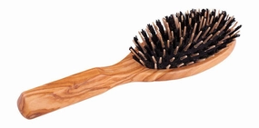 Redecker Wild Boar Bristle/Maple Pin Olivewood Hairbrush, 8-1/2-Inches
