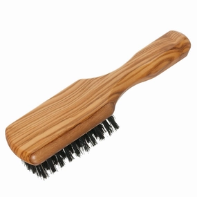 Redecker Wild Boar Bristle Men's Hairbrush with Waxed Olive Wood Handle, 6-7/8-Inches