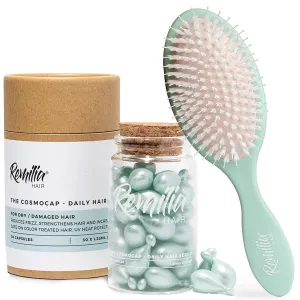 Remilia Hair Serum Capsules with Amino Acids & Vegan Detangling Brush for Natural, Straight, Curly, Wet, & Dry Hair