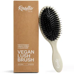 Remilia Hair Vegan Lush Brush - Detangling Hair Brush for All Hair Types, Natural, Straight, Curly, Wet, & Dry Hair - Hair Comb with Vegan Boar Bristles & Soft Ballpoint Tips, Sand