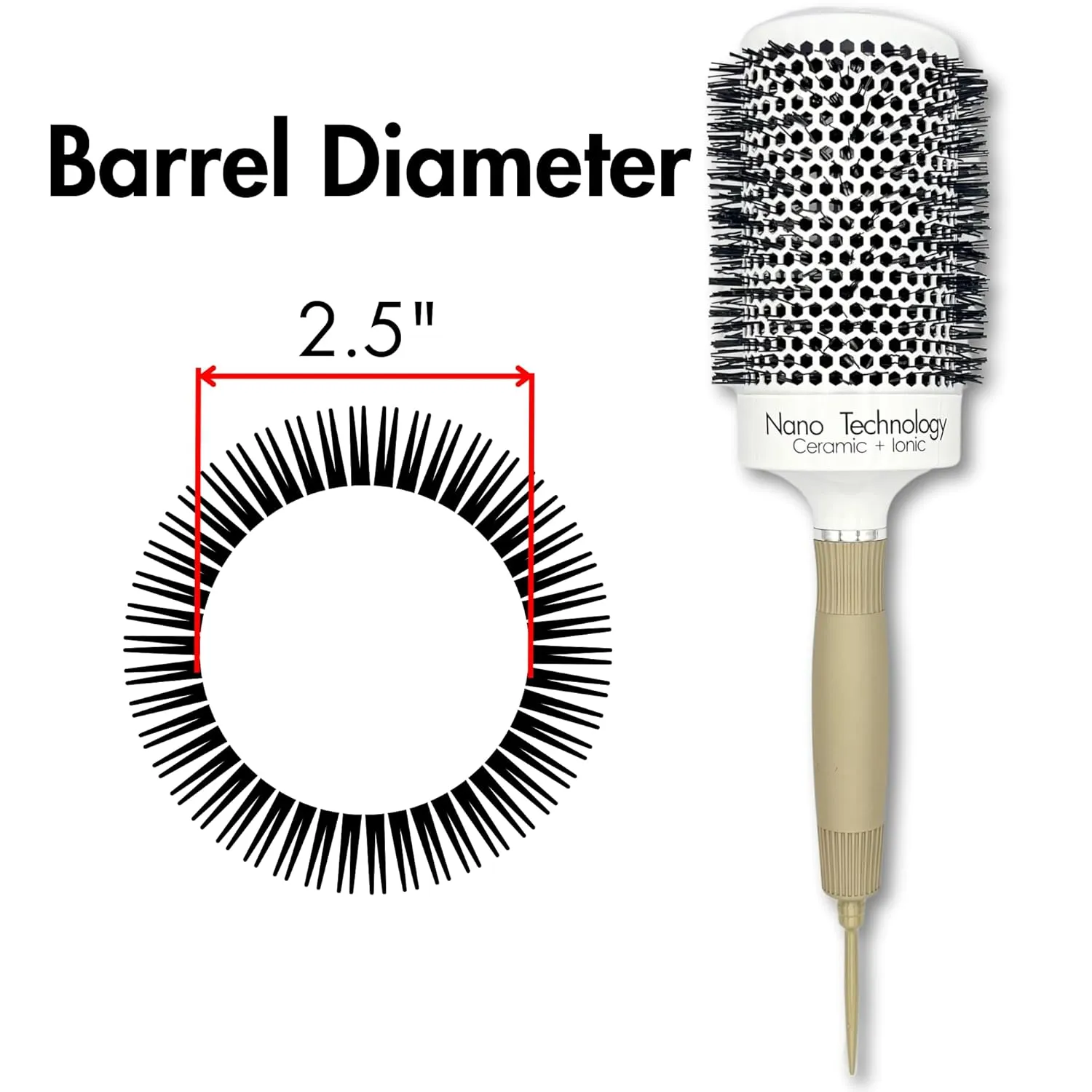 Round Hair Brush for Professional Blow Drying - Ceramic Ionic Thermal Barrel Brush for Blowouts and Precise Styling - Lightweight (2.5 Inch)
