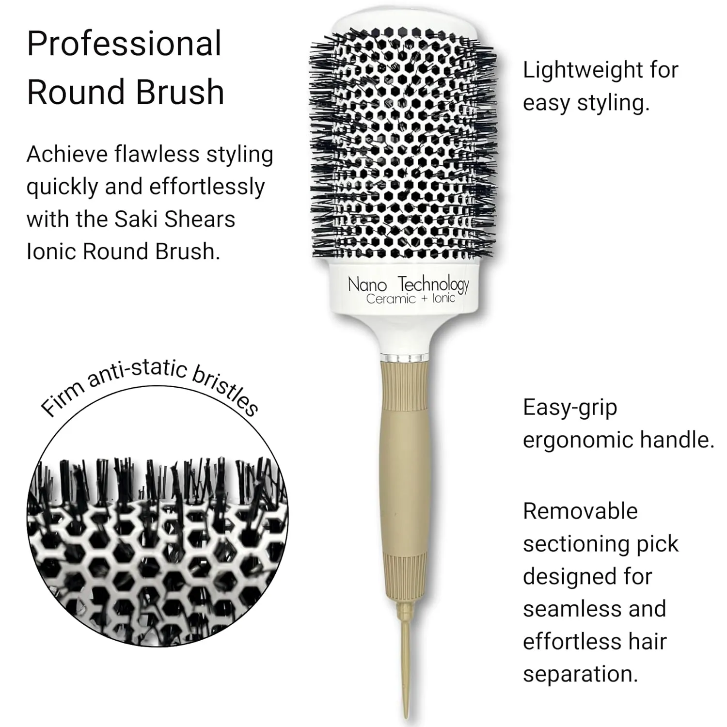 Round Hair Brush for Professional Blow Drying - Ceramic Ionic Thermal Barrel Brush for Blowouts and Precise Styling - Lightweight (2.5 Inch)