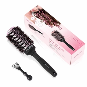 Round Hair Brush，Boar Bristles Round Brush Nano Thermal Ceramic & Ionic Roller Hairbrush for Blow Drying, Curling, Straightening, Add Volume & Shine