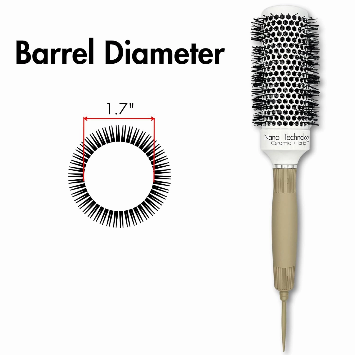 Round Hair Brush for Professional Blow Drying - Ceramic Ionic Thermal Barrel Brush for Blowouts and Precise Styling - Lightweight (1.7 Inch)
