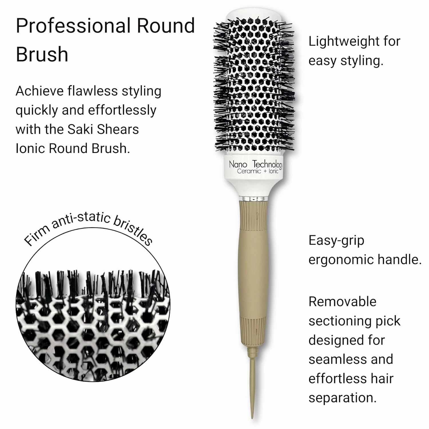 Round Hair Brush for Professional Blow Drying - Ceramic Ionic Thermal Barrel Brush for Blowouts and Precise Styling - Lightweight (1.7 Inch)