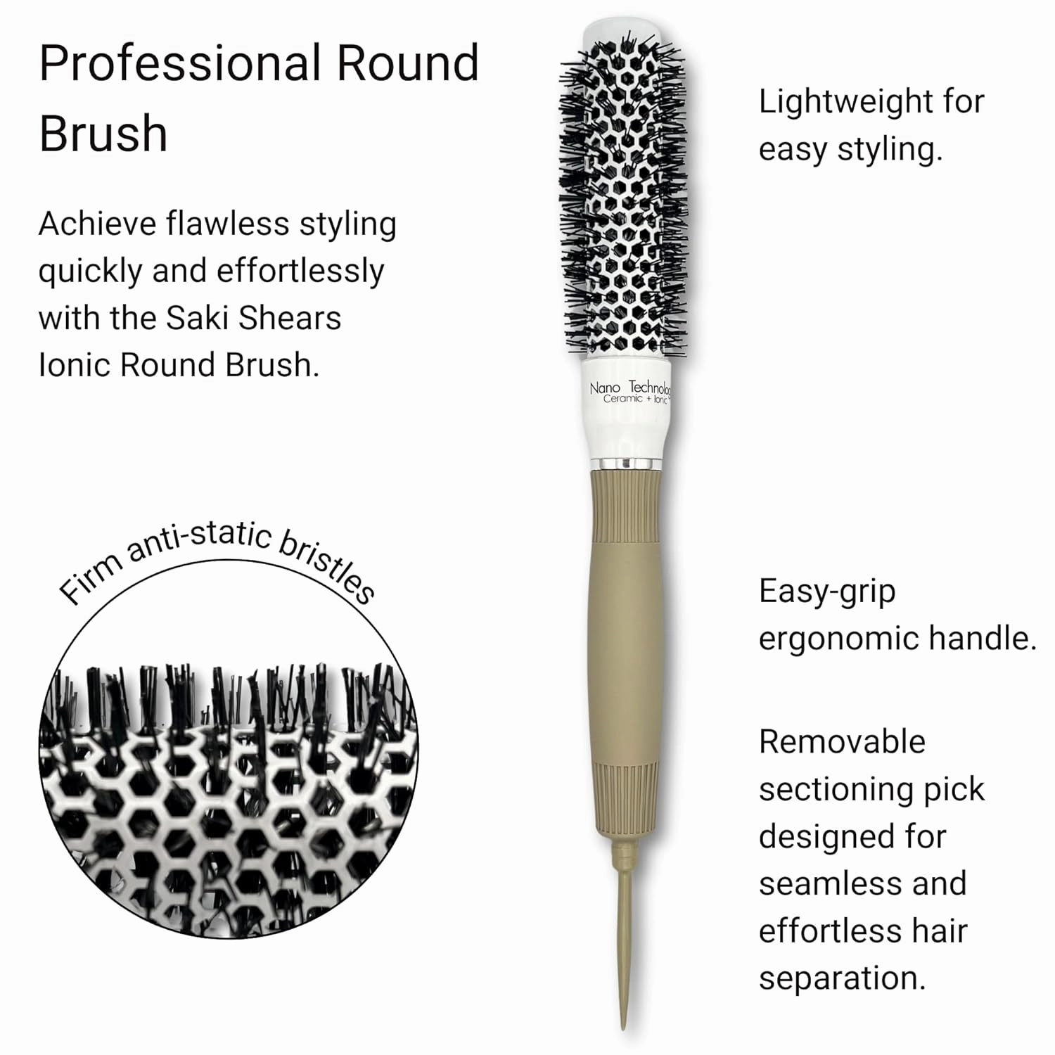 Round Hair Brush for Professional Blow Drying - Ceramic Ionic Thermal Barrel Brush for Blowouts and Precise Styling - Lightweight (1 Inch)