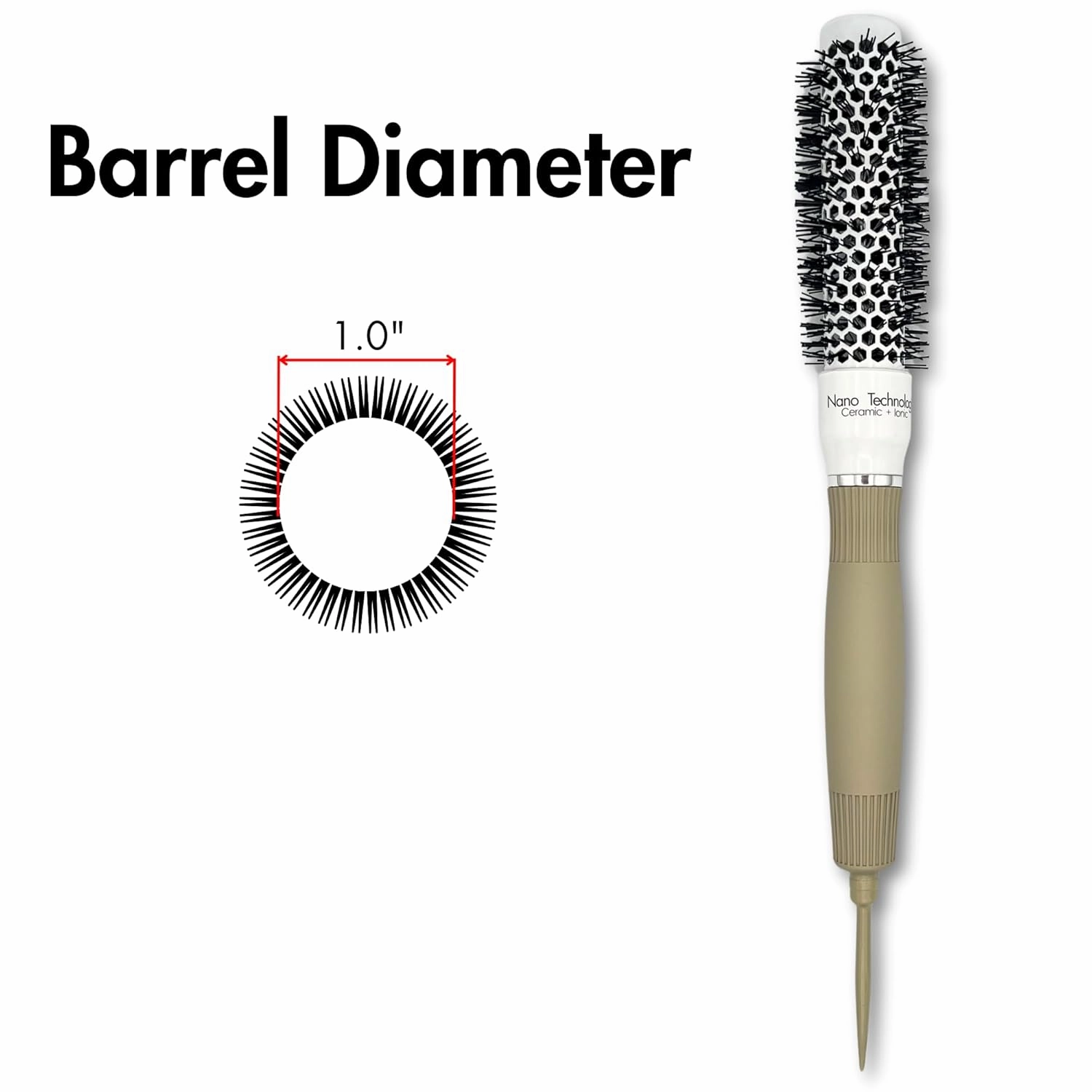Round Hair Brush for Professional Blow Drying - Ceramic Ionic Thermal Barrel Brush for Blowouts and Precise Styling - Lightweight (1 Inch)