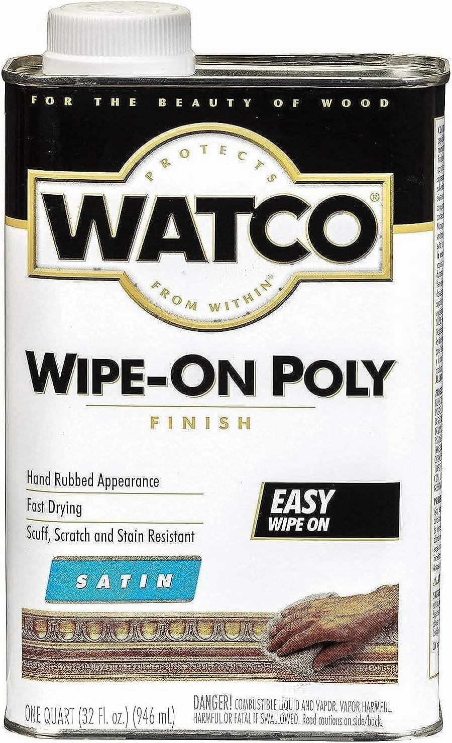 Rust-Oleum, Quart,Satin Watco 68141 Wipe-On Polyurethane Finish