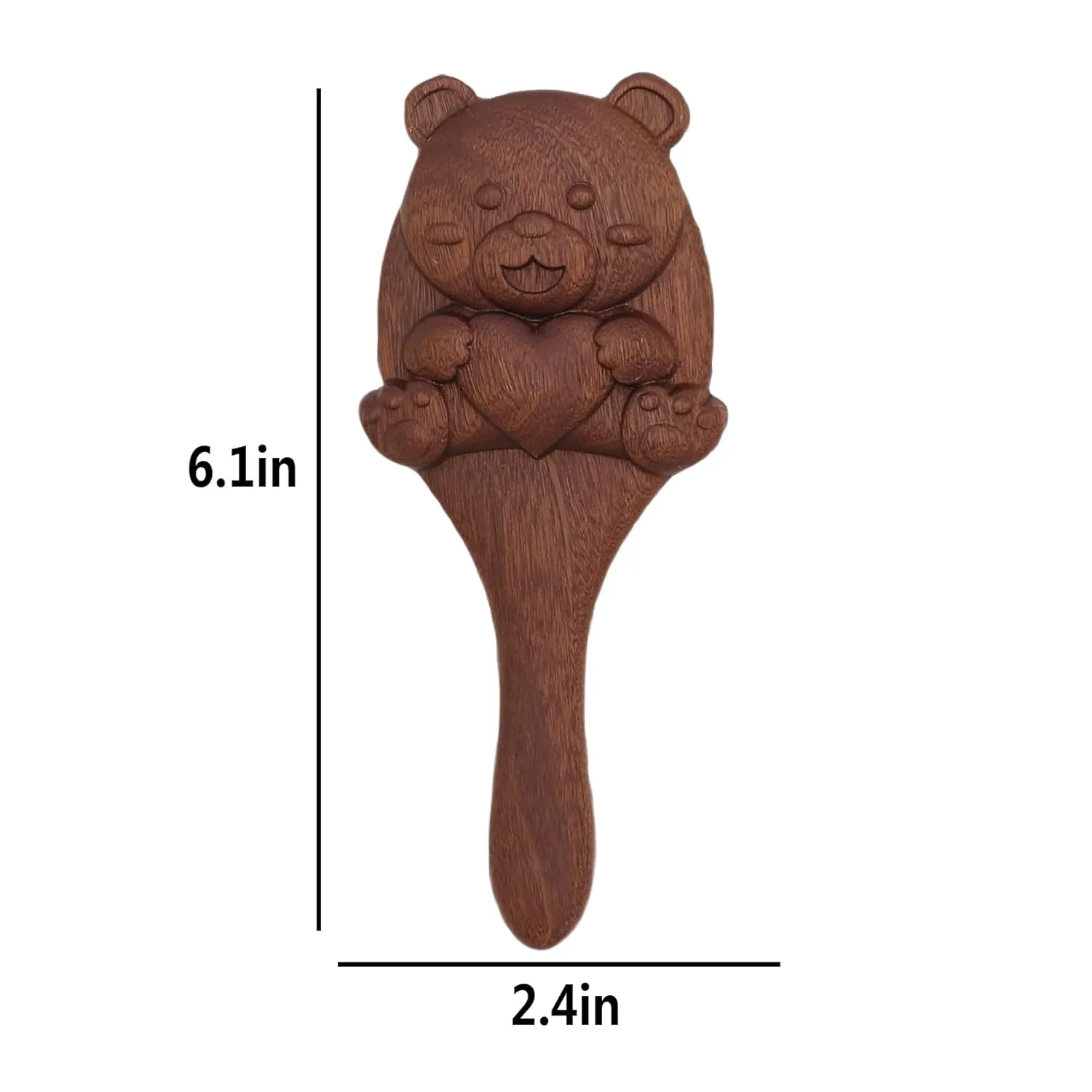 Sandalwood Hairbrush for Women Paddle Hairbrush with Bamboo Bristles Cute Animal Shaped Anti-Static Hair Brush for Curly Hair