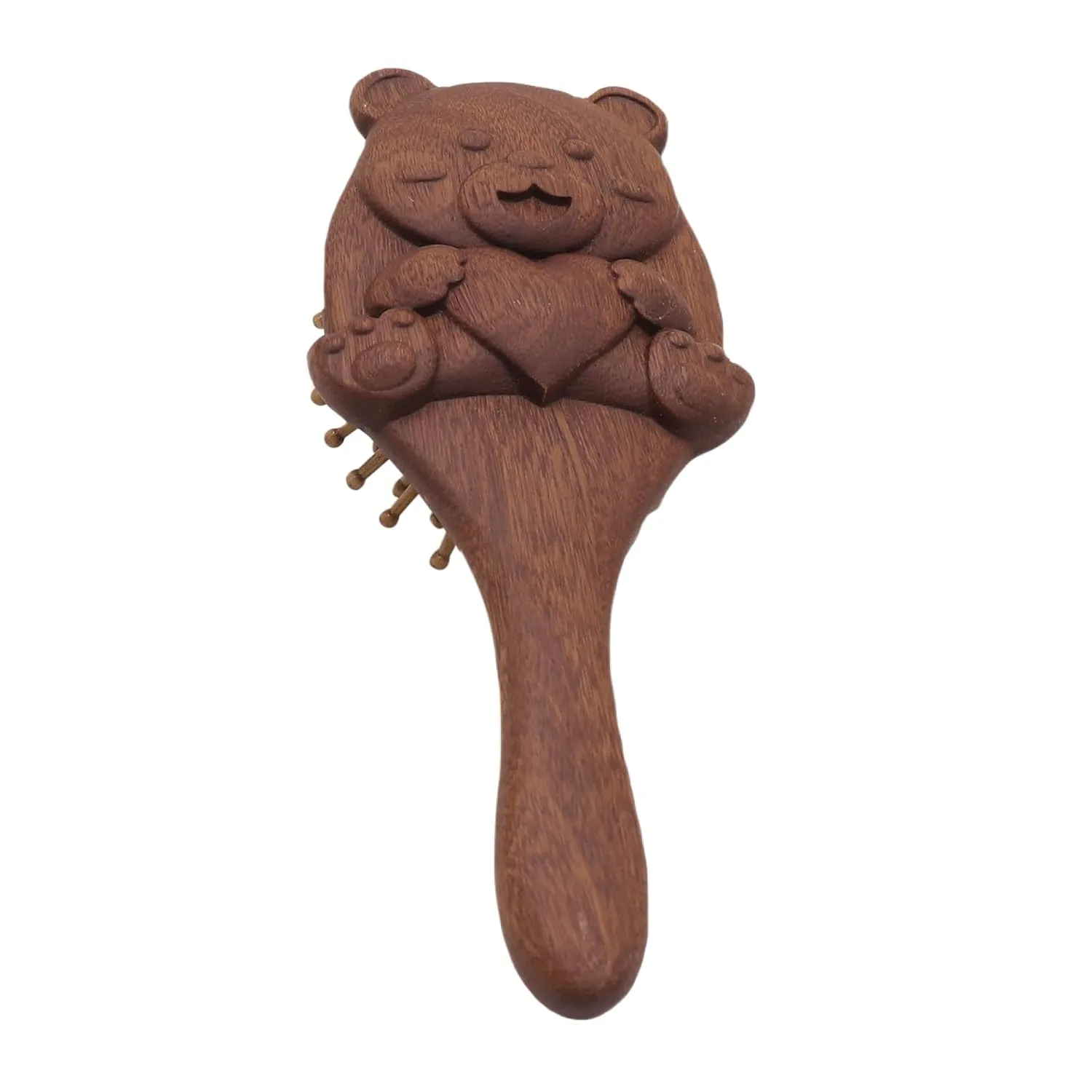 Sandalwood Hairbrush for Women Paddle Hairbrush with Bamboo Bristles Cute Animal Shaped Anti-Static Hair Brush for Curly Hair