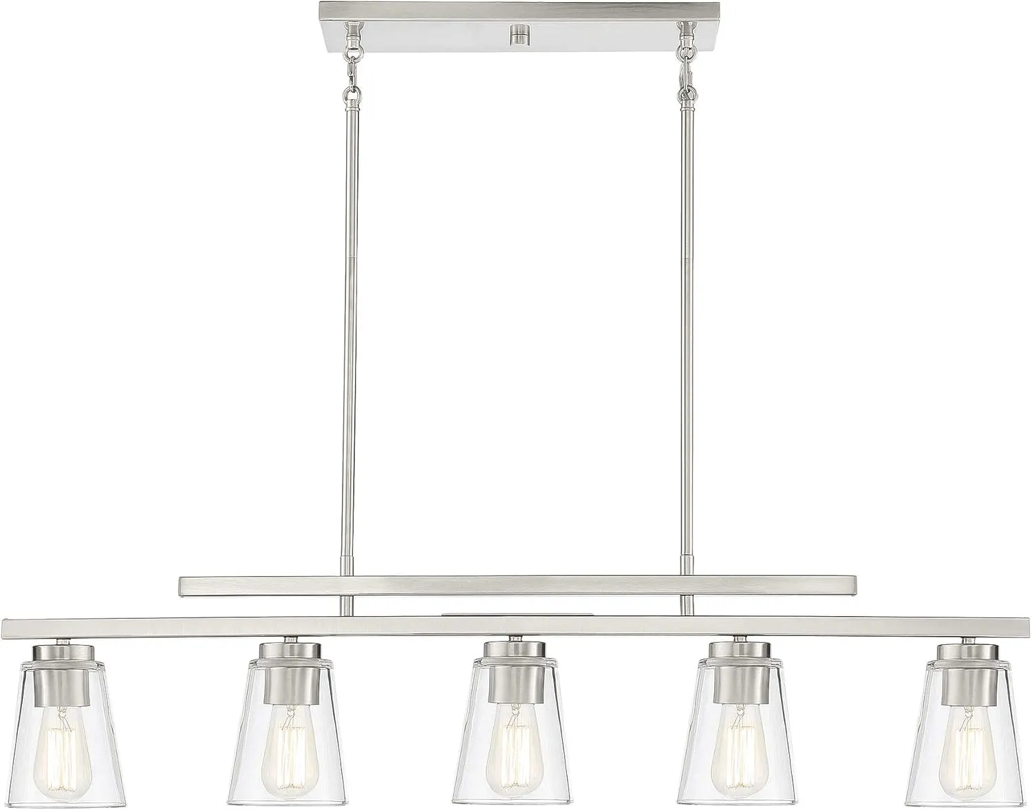 Savoy House 1-1023-5-SN Calhoun Modern Clear Glass Linear Chandelier, 5-Light 300 Total Watts, 10" H x 40" L, Satin Nickel