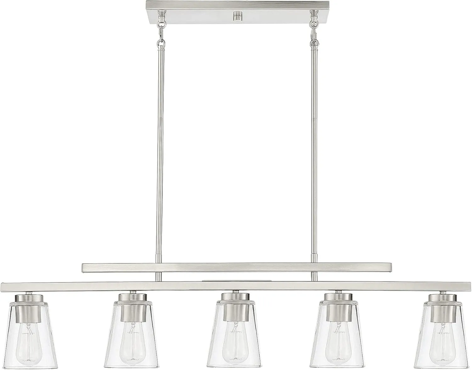 Savoy House 1-1023-5-SN Calhoun Modern Clear Glass Linear Chandelier, 5-Light 300 Total Watts, 10" H x 40" L, Satin Nickel