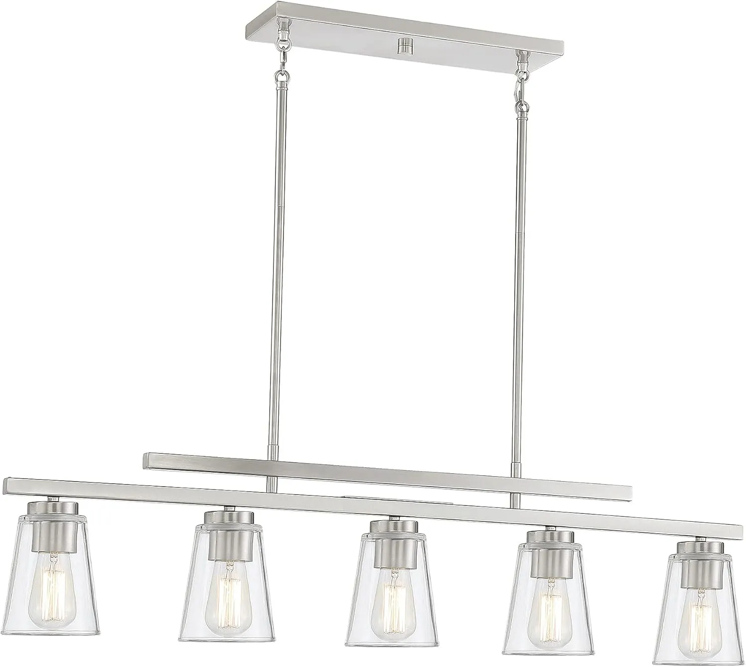 Savoy House 1-1023-5-SN Calhoun Modern Clear Glass Linear Chandelier, 5-Light 300 Total Watts, 10" H x 40" L, Satin Nickel