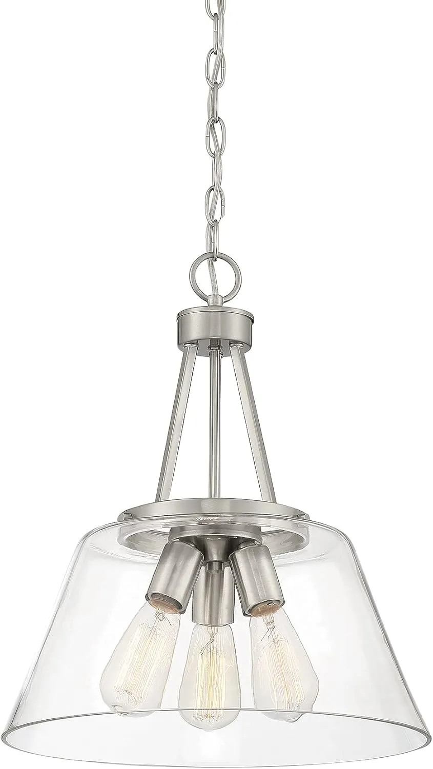 Savoy House 7-1025-3-SN Calhoun Modern Clear Glass Pendant, 3-Light 180 Total Watts, 18" H x 15" W, Satin Nickel
