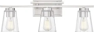 Savoy House 8-1020-3-SN Calhoun Modern Bohemian Clear Glass Bathroom Vanity Wall Light, 3-Light 180 Total Watts, 9" H x 24" W, Satin Nickel