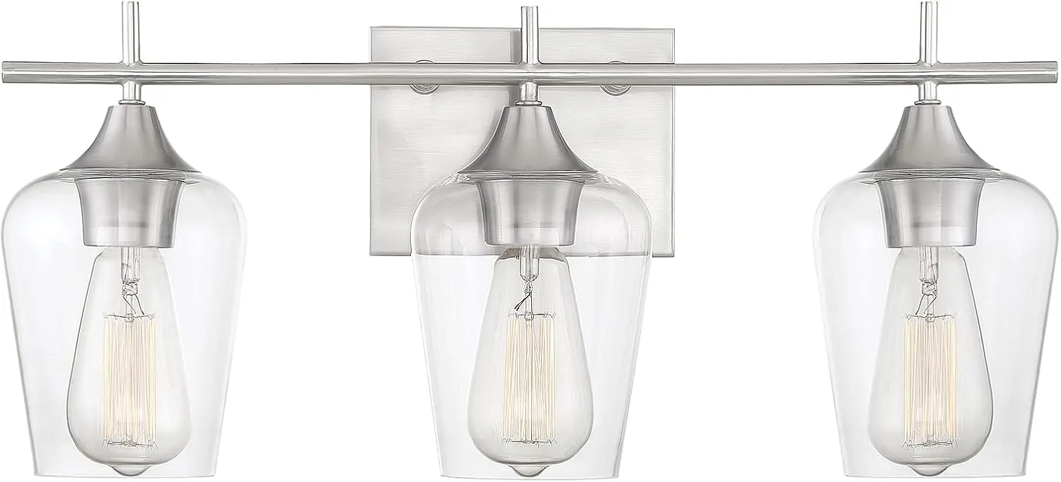 Savoy House 8-4030-3-SN Octave 3-Light Bathroom Vanity Light in a Satin Nickel Finish with Clear Glass (21 W x 9 H)