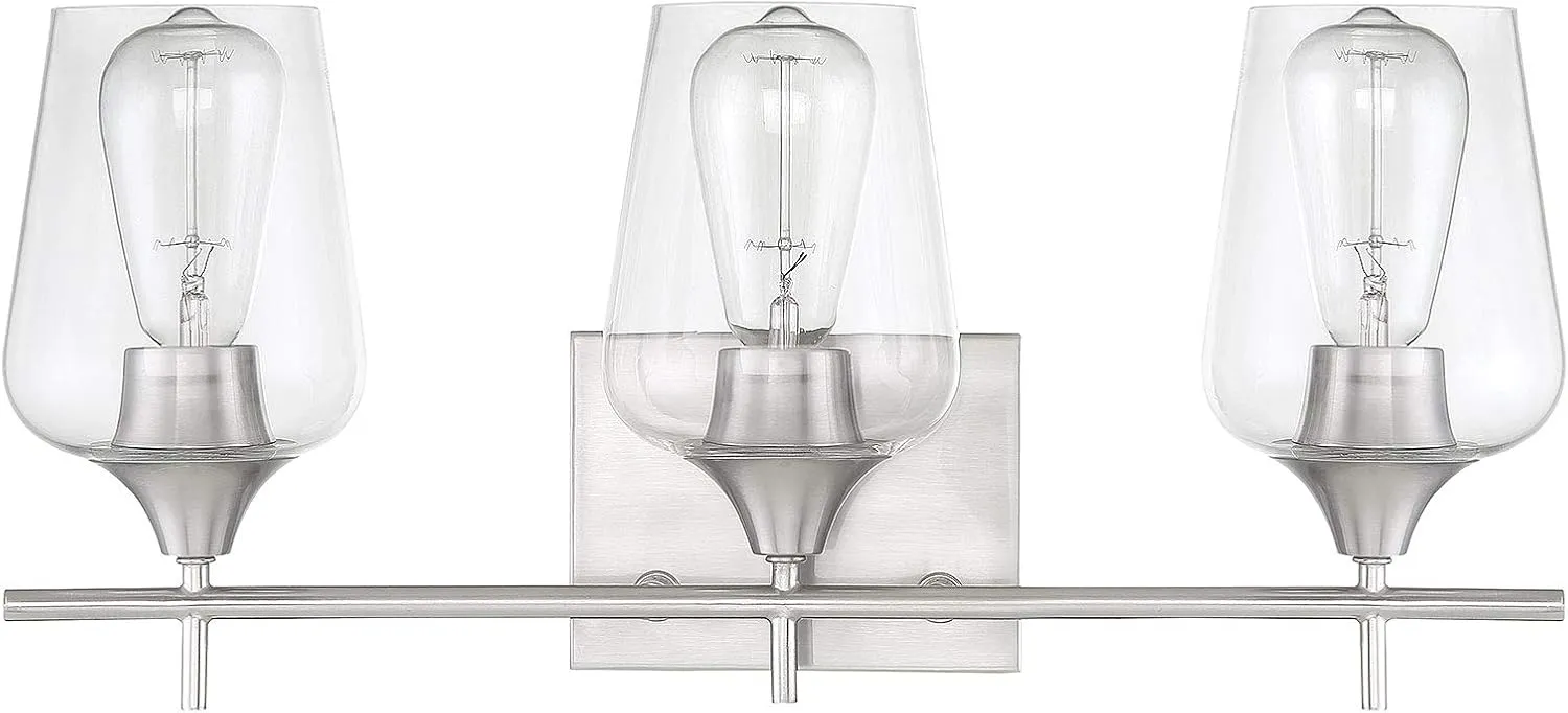 Savoy House 8-4030-3-SN Octave 3-Light Bathroom Vanity Light in a Satin Nickel Finish with Clear Glass (21 W x 9 H)