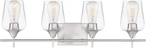 Savoy House 8-4030-4-SN Octave Bohemian Clear Glass Bathroom Vanity Wall Light, 4-Light 240 Total Watts, 10" H x 29" W, Satin Nickel